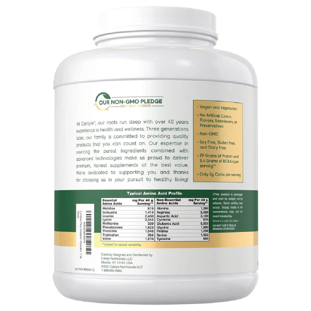 Proteína vegana Carlyle de guisante sin gluten ni soya para batidos y recetas