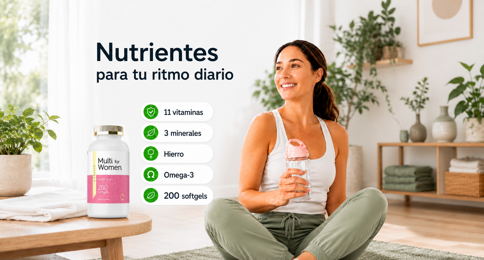 Carlyle Multi for Women con vitaminas, minerales, hierro y Omega-3