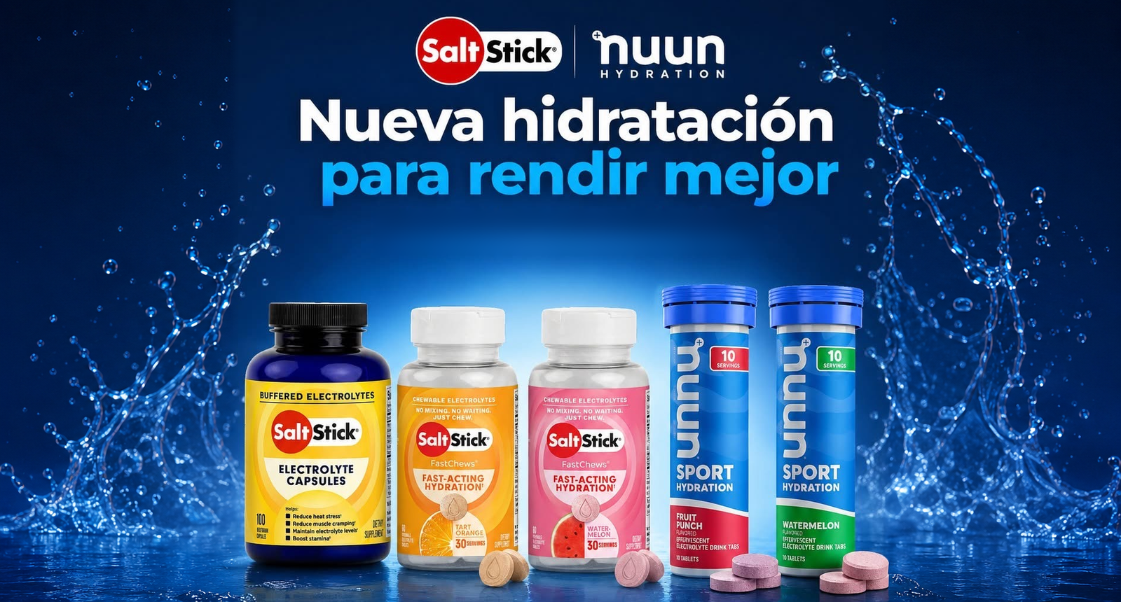 SaltStick y Nuun Hydration, opciones de electrolitos