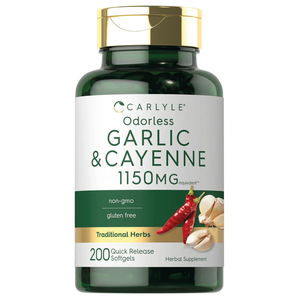 Odorless Garlic plus Cayenne 1150 mg de Carlyle suplemento de ajo sin olor para bienestar cardiovascular en Costa Rica