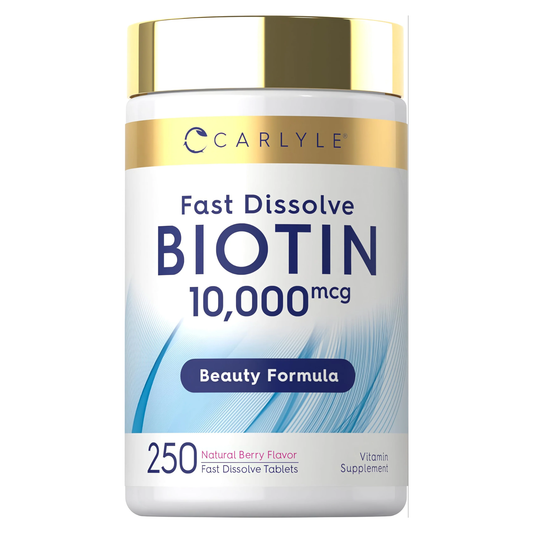 Biotina Carlyle 10000 mcg Fast Dissolve 250 tabletas sabor natural frutos rojos en Costa Rica