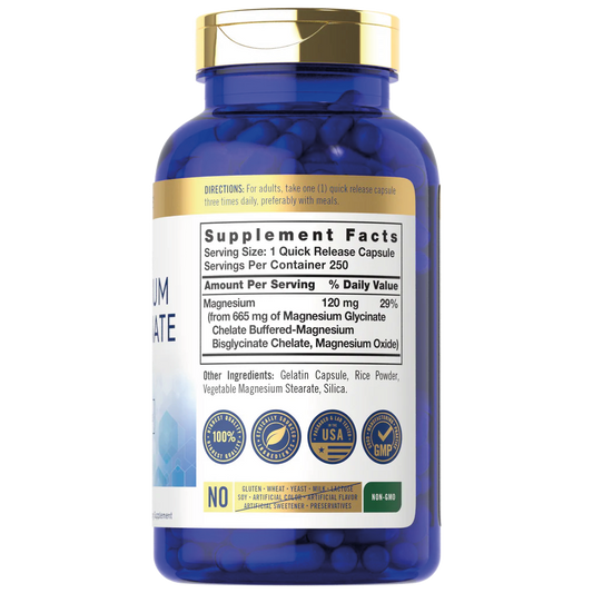 Bisglicinato de Magnesio 665 mg - 250 capsulas