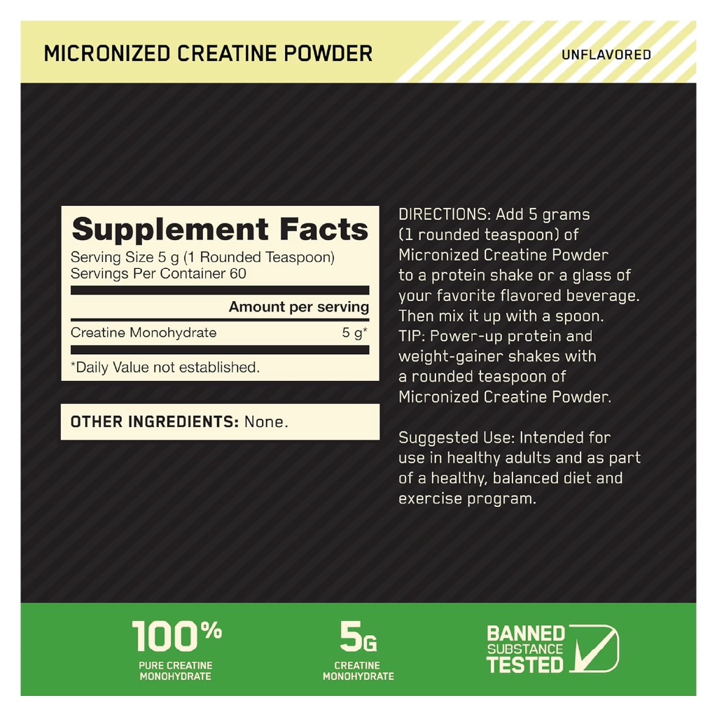 Optimum Nutrition Creatina Monohidrata en Polvo 60 servings | 300 gr