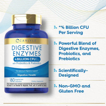 Digestive Enzymes with Probiotics & Prebiotics | 180 Capsules