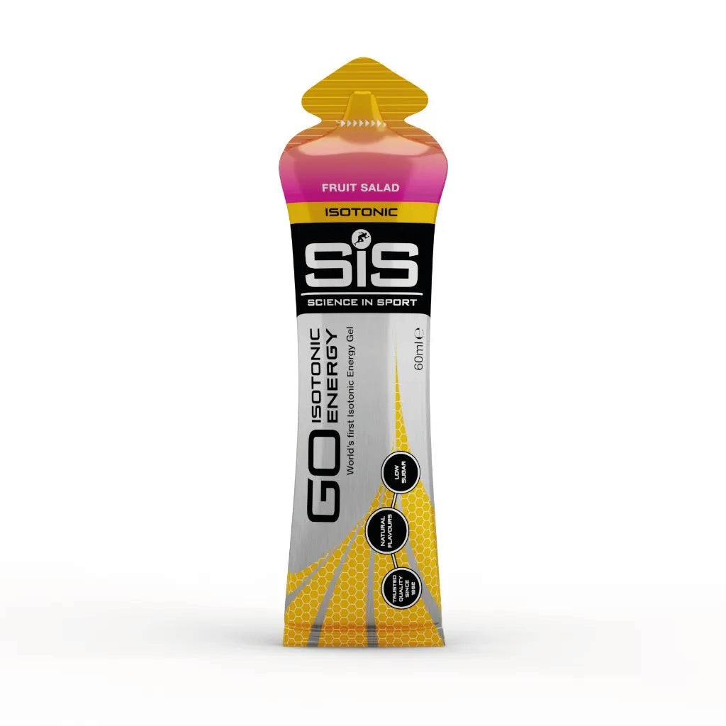 Geles SIS Fruit Salad energético 60 ml, gel isotónico para running, ciclismo y deportes de resistencia.