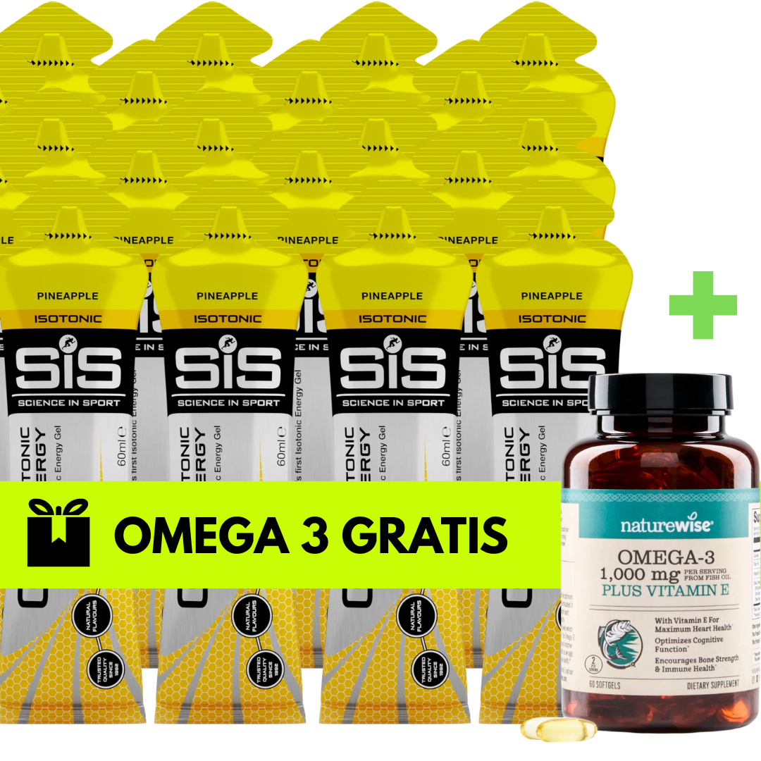 Geles SIS GO Isotonic sabor piña en pack de 20 con Omega 3 gratis para corredores y ciclistas