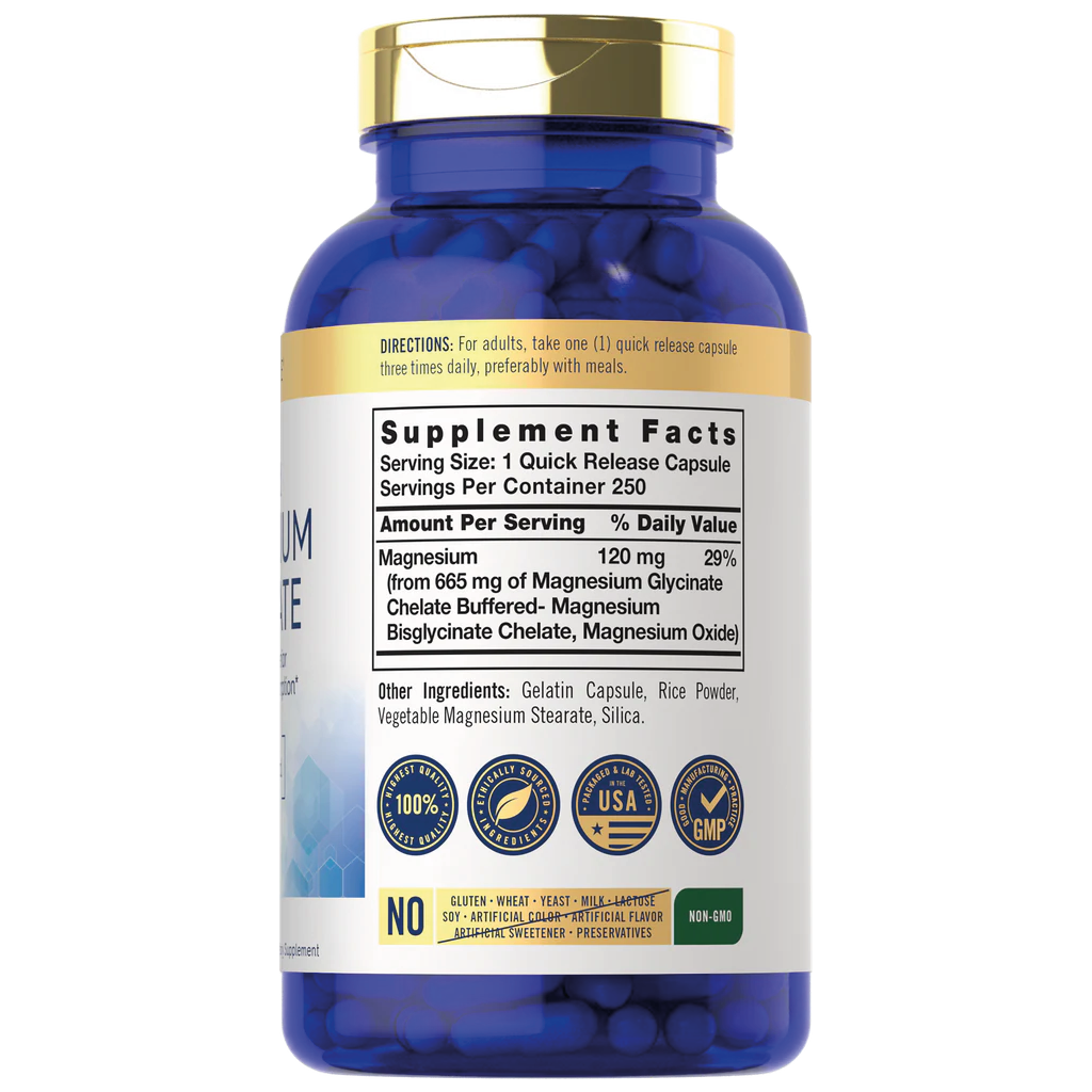 Glicinato de Magnesio 665 mg - 250 capsulas