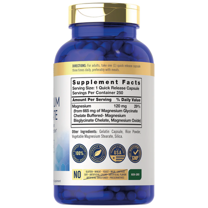 Glicinato de Magnesio 665 mg - 250 capsulas