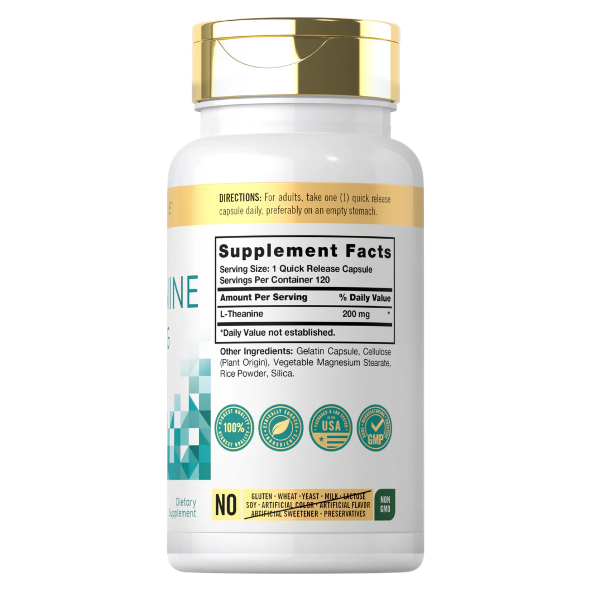 L-Theanine Carlyle 200 mg 120 cápsulas de rápida liberación en Costa Rica componentes