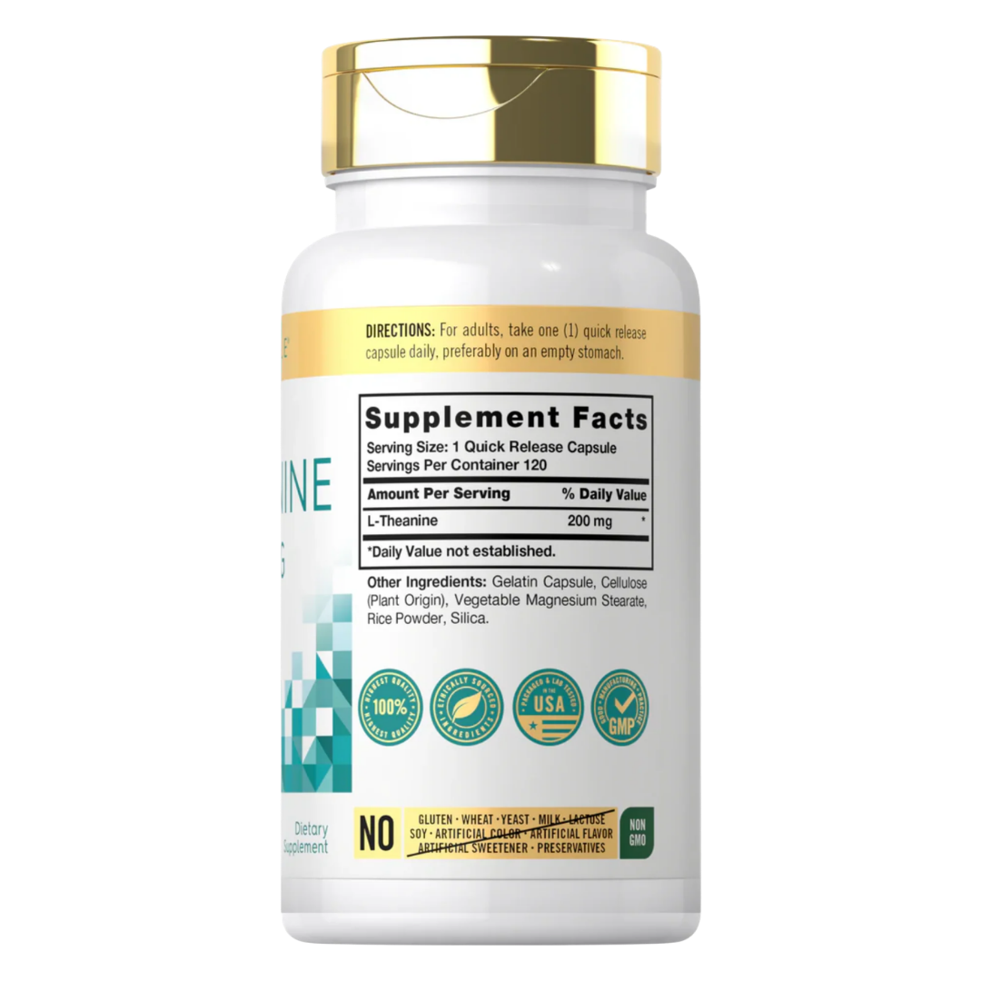 Etiqueta y datos de L-Teanina 200 mg Carlyle