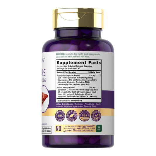 Etiqueta y datos de Liver Care Fórmula Herbal Carlyle