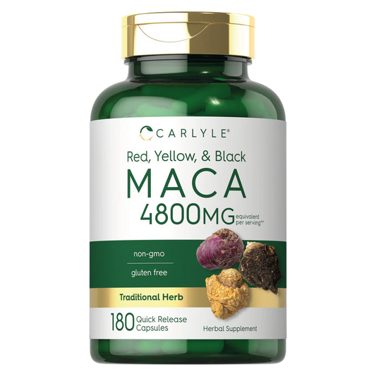 Maca roja amarilla y negra 4800 mg de Carlyle en cápsulas para energía y vitalidad en Costa Rica