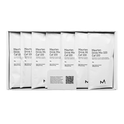 Maurten Drink Mix 320 Caf 100 caja de 14 unidades bebida de carbohidratos con cafeína para running ciclismo y triatlón en Costa Rica.