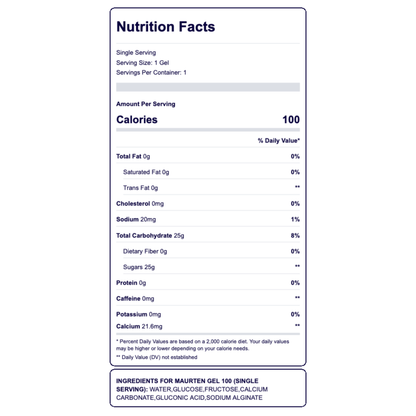 Mauten Gel 100 valores nutricionales