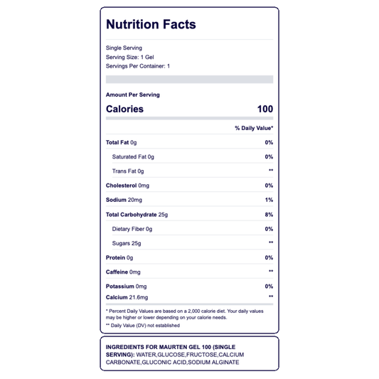 Mauten Gel 100 valores nutricionales