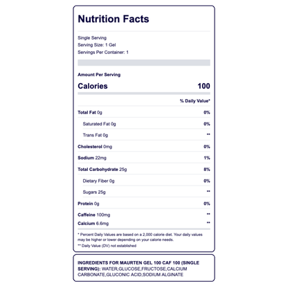 Maurten Gel 100 Caf 100 valores nutricionales