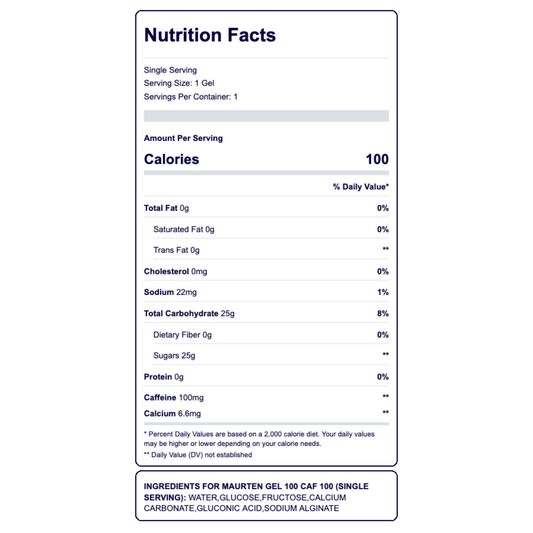 Maurten Gel 100 Caf 100 valores nutricionales