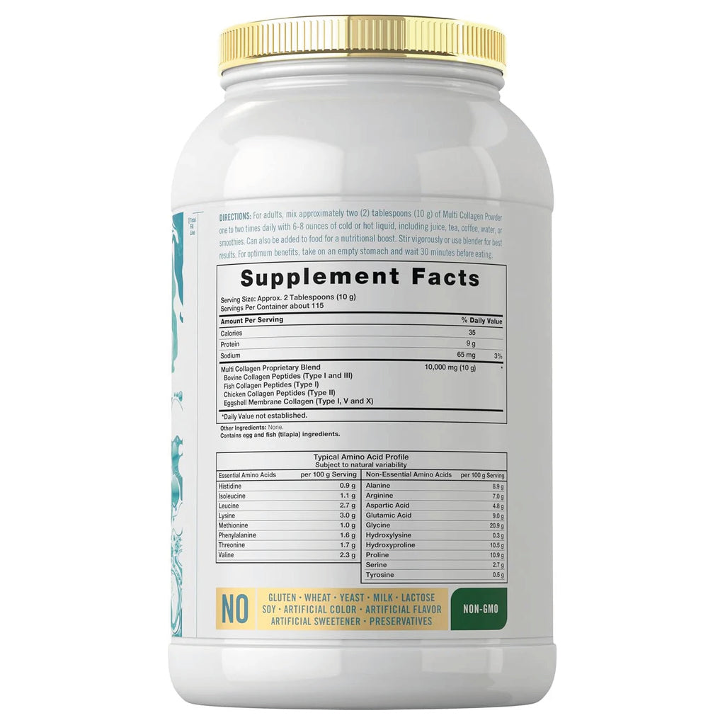 Frasco de Multi Colágeno 10000 mg Carlyle 2.54 libras colágeno hidrolizado en polvo