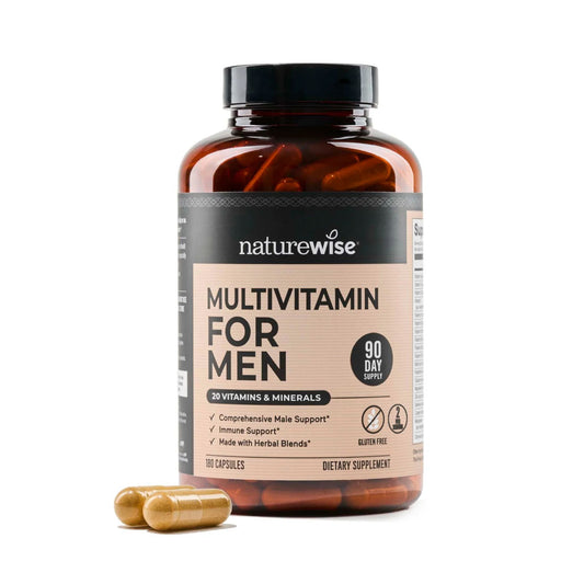 Vitaminas para hombres NatureWise con apoyo para energía, defensas y salud prostática.
