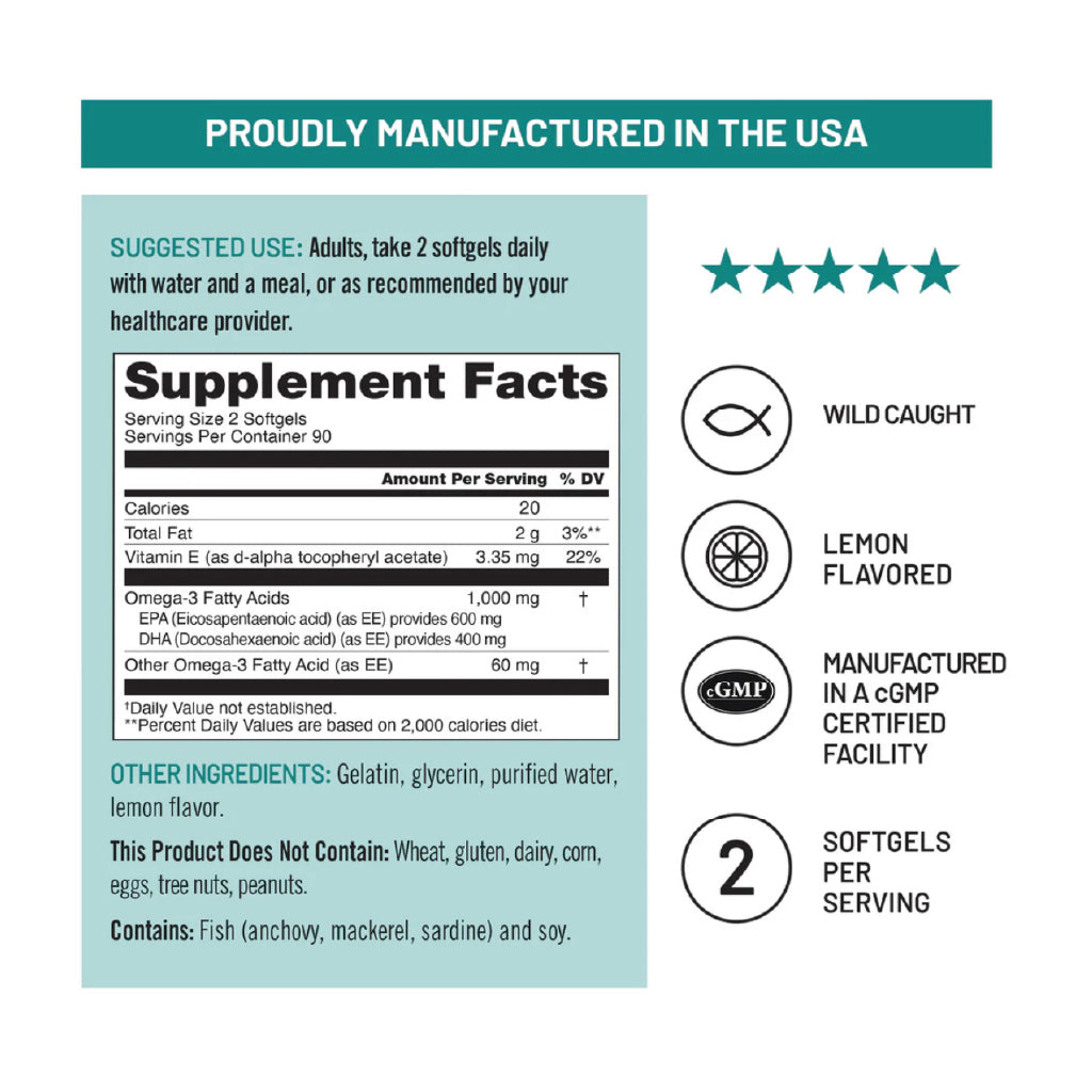 Omega 3 1000mg con Vitamina E| 180 Capsulas