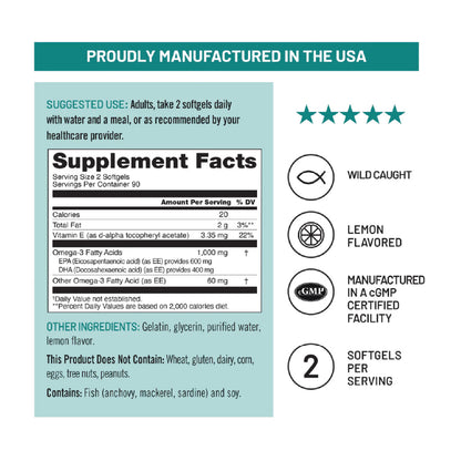 Omega 3 1000mg con Vitamina E| 180 Capsulas
