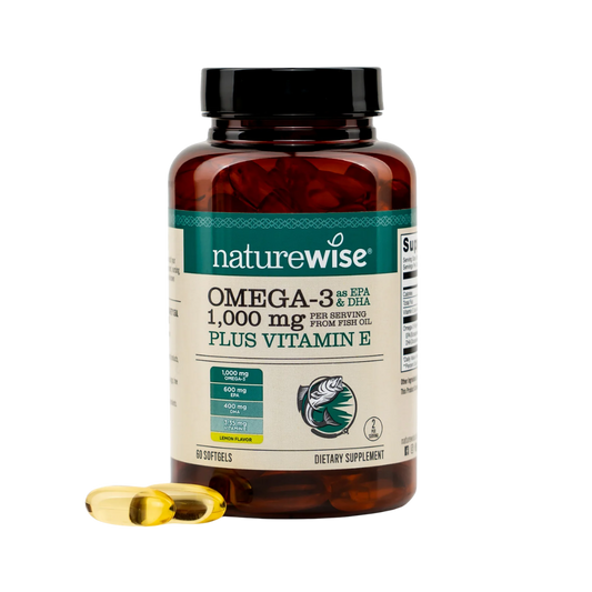 Omega-3 con vitamina E NatureWise de 60 cápsulas