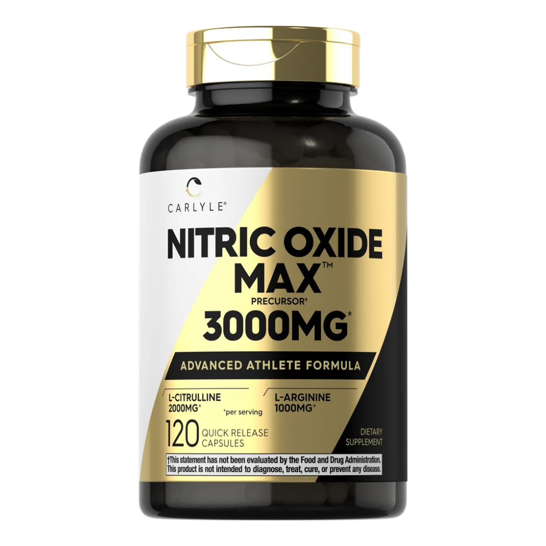 Carlyle Nitric Oxide Max 3000 mg con L-citrulina y L-arginina, frasco de 120 cápsulas
