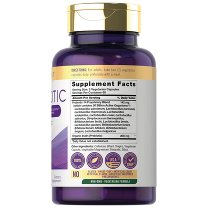 Prebiotic & Probiotic 50 Billion CFU per serving | 120 Capsules