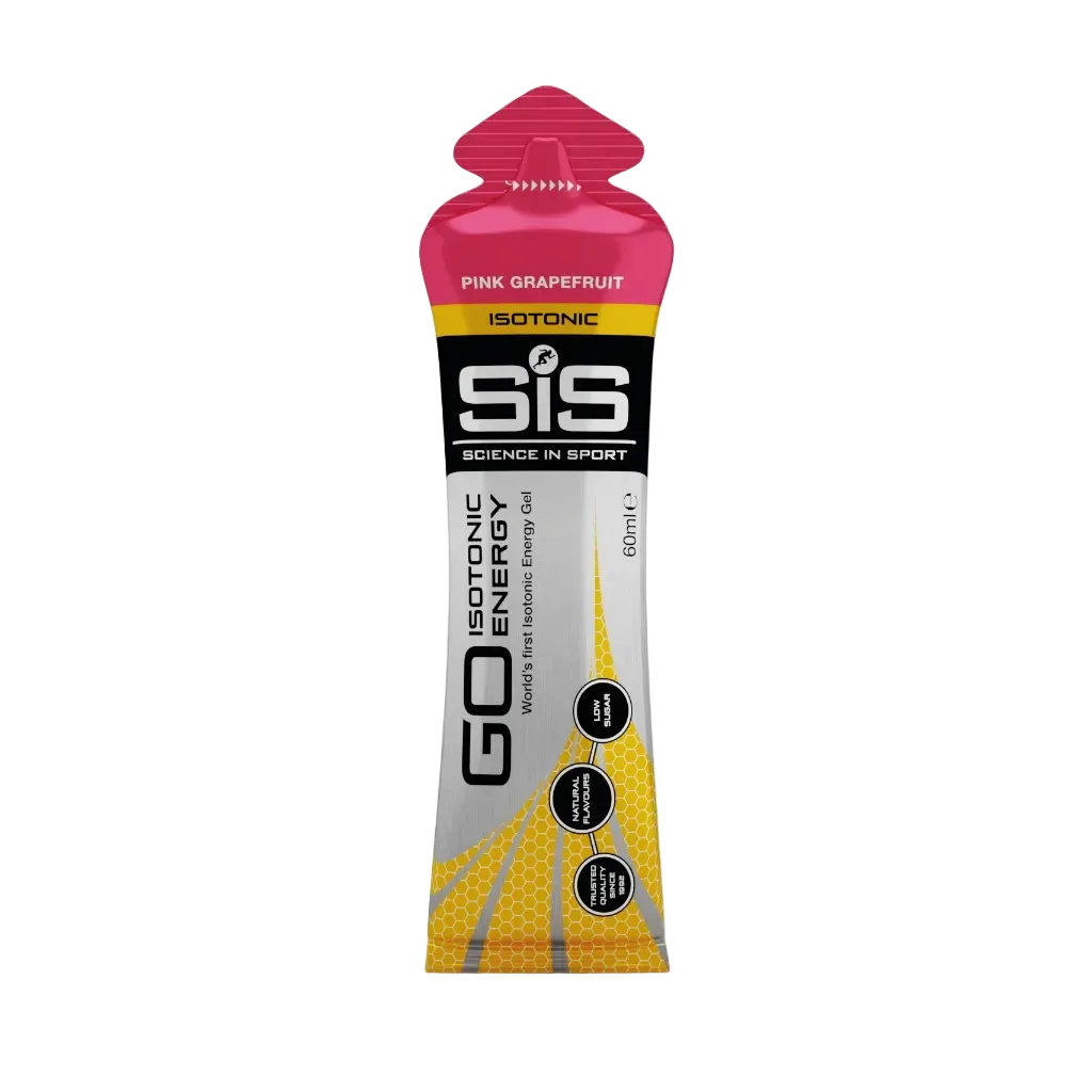 SIS Gel Pink Grapefruit energético 60 ml, gel isotónico para running, ciclismo y deportes de resistencia.