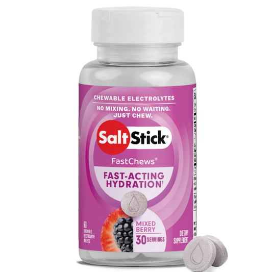 SaltStick FastChews Frutos Rojos, frasco de 60 tabletas masticables de electrolitos sabor frutos rojos