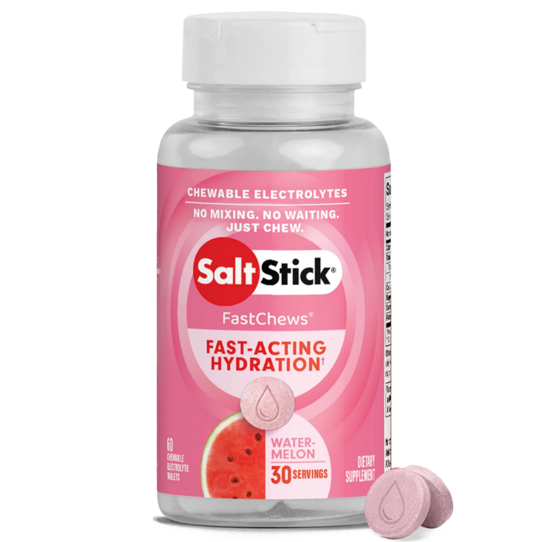 SaltStick FastChews Sandía, frasco de 60 tabletas masticables de electrolitos sabor sandía