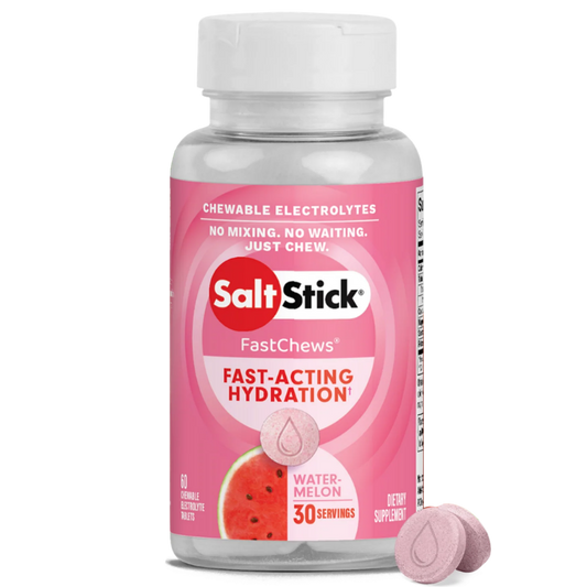 SaltStick FastChews Sandía, frasco de 60 tabletas masticables de electrolitos sabor sandía