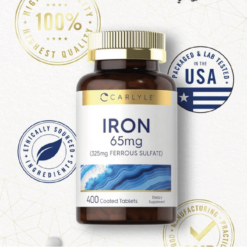 Carlyle Iron Ferrous Sulfate 65 mg en presentación de 400 tabletas
