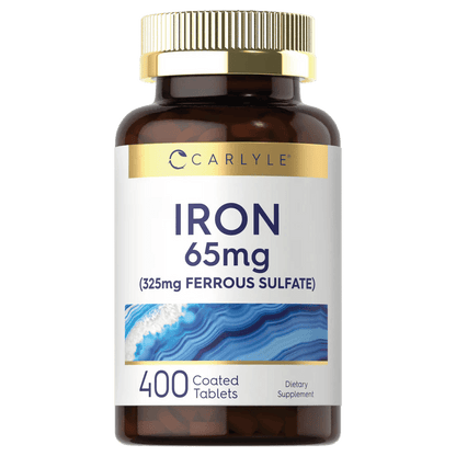 Hierro 65 mg Carlyle en tabletas de sulfato ferroso con 400 tabletas